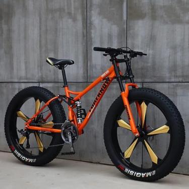 Imagem de 26 Mountain Bikes Adulto Fat Tire Mountain Trail Bike 7/21/24/27/30 Velocidade Bicicleta De Montanha Hardtail De Aço De Alto Carbono Com Suspensão Dianteira Assento Ajustável