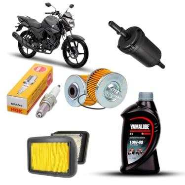 Imagem de Kit Revisao compativel com FAZER 150 e Crosser 150 2014-2024, Yamalube 10W40, Filtro Óleo, Filtro Ar, Filtro Combustível, Vela NGK