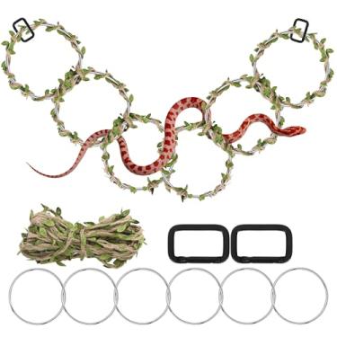 Imagem de 1+1 anéis de enriquecimento de cobra para píton de bola, brinquedos de escalada para milho e cobra, acessórios de escalada para terrário, dragão barbudo, camaleão, iguana, lagartixa, lagarto