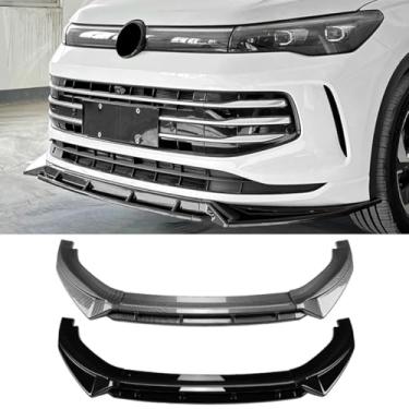Imagem de Spoiler de para-choque dianteiro compatível com TlGUAN MK3 2024+ Kit de carroceria Protetor de divisor difusor de lábio de para-choque dianteiro acessórios para carro (preto brilhante)
