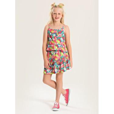 Imagem de Conjunto Verão Menina Verde Cropped Alcinha e Saia com Babado Jardim d