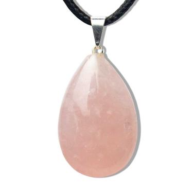 Imagem de Colar Gota Quartzo Rosa Pedra Natural Montagem Pino Prateado