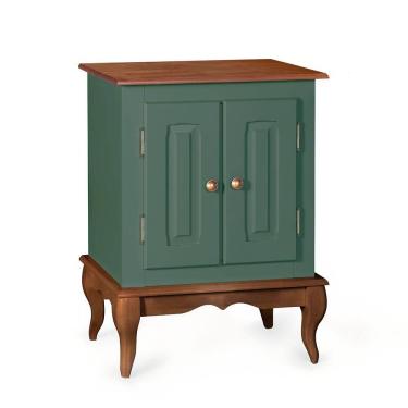 Imagem de Gabinete para Banheiro 2 Portas com Pés Luiz XV Dália 3057 - Verde Musgo/Imbuia Glazer