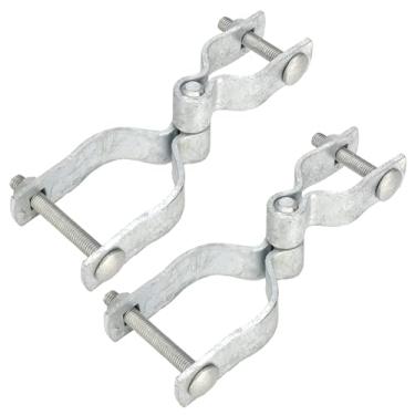 Imagem de Dreamxiang 1-3/20.3 cm x 2-3/20.3 cm 2-3/20.3 cm dobradiça de poste de portão de portão, 2 unidades, dobradiças fêmeas e machos, kit de dobradiça de portão de aço galvanizado resistente com parafusos