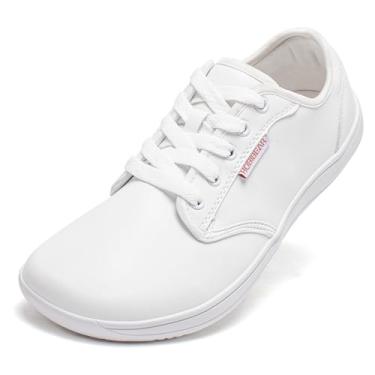 Imagem de HOBIBEAR Sapatos Descalços Largos Unissex Para Homens E Mulheres, Tênis Minimalistas Sem Salto (Branco, 10,5 Feminino/8,5 Masculino)