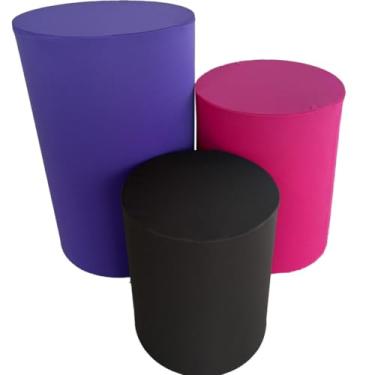Imagem de Trio de Capa para Cilindro Para Festa Decoração de festa trio capa de cilindro Monte Sua Capa(ROXO, PINK E PRETO)