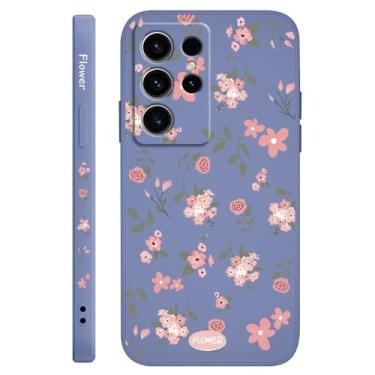 Imagem de Capa de celular com aroma floral para Samsung Galaxy S25 S24 S23 S22 S21 S20 Ultra Plus FE Note 20 Ultra 10 Plus, azul claro, para S25