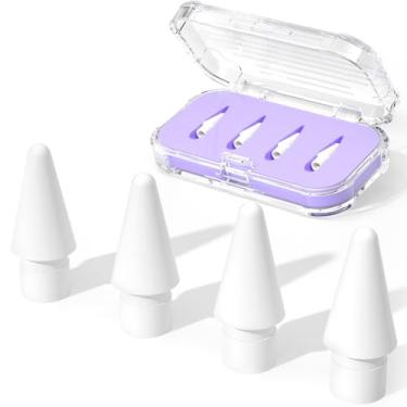 Imagem de JOOSKO Pontas de lápis de substituição para Apple Pencil Pro/USB-C/2ª geração/pontas de 1ª geração (com estojo de armazenamento), pontas resistentes ao desgaste para acessórios iPad Pencil (pacote com