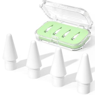 Imagem de JOOSKO Pontas de lápis de substituição para Apple Pencil Pro/USB-C/2ª geração/1ª geração (com estojo de armazenamento), pontas resistentes ao desgaste para acessórios iPad Pencil (pacote com 4, verde