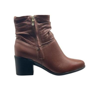 Imagem de Bota Feminina Cano Curto Couro Burnish Bottero 346907-2, Conhaque, 35