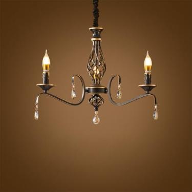 Imagem de OUFULA Vela Europeia Candelabro LED Americana Retro Cerâmica Sala de Estar Restaurante Quarto Estudo Villa Hotel Café Lâmpada Pendente (I 3 luzes)