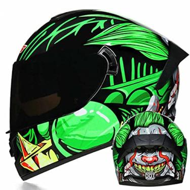 Imagem de TRIPERSON Capacete Integral Para Motocicleta, Aprovado Pela Dot, Motocicletas, Ciclomotores, Motos De Rua, Corrida, Masculino E Feminino (Palhaço Verde, Pequeno)