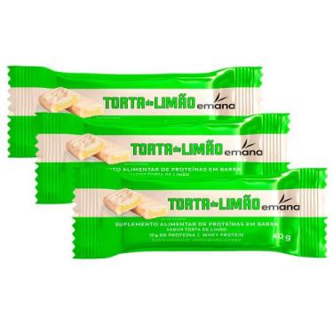 Imagem de Kit 3 Barra de Proteína Emana Sabor Torta de Limão com 12g de Proteína