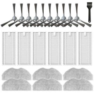 Imagem de Kit de acessórios para ROPVACNIC S1, para Tipdiy G90, para betboyles V75S, para VIPSUN Z1 Robot Vacuum Parts, 10 escovas laterais, 6 filtros HEPA, 6 esfregões
