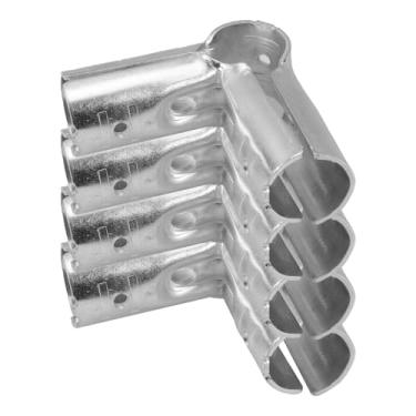 Imagem de ULTECHNOVO 4 peças de acessórios de tubulação cercas de ligação cerca de elo de corrente braçadeira de trilho braçadeira de trilho tubo de cerca de 90 graus braçadeira de tubo de extremidade grampos