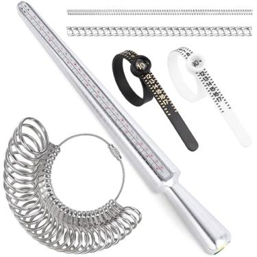 Imagem de Kit de ferramentas de medição de tamanho de anel com tamanho de anel dos EUA 0-13 Anel de metal Mandril Medidor de dedo tamanho 1-17 tamanhos de anel para homens e mulheres com lupa