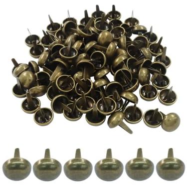 Imagem de Unlorspy 200 peças de bronze durável bolsa de metal tachas para pés, pés decorativos de bolsa de mão, pés de mão elegantes, pontas de prego para artesanato em couro/entusiastas de bricolage
