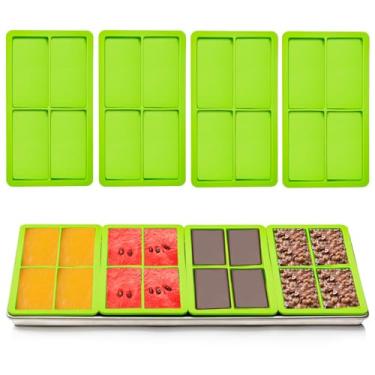 Imagem de 4 divisórias grandes de silicone de cavidade para secador de congelamento direto da colheita, bandejas médias e pequenas, 4 bandejas de silicone verde para colheita, acessórios de liofilização direita