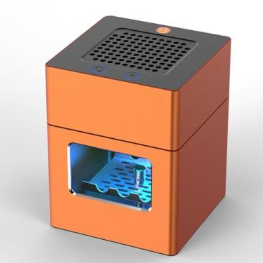 Imagem de Cinzeiro de alumínio sem fumaça, cinzeiro multifuncional 3 em 1 com isqueiro e recarregável por USB, filtro HEPA reduz fumaça, casa ou escritório (laranja)