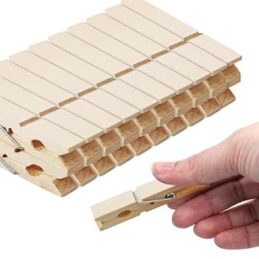 Imagem de Bivethoi Alfinetes de roupas de 7 cm, prendedores de roupa de madeira para artes e artesanato, pinos de fechamento forte clipes de madeira de bétula prendedor de roupas para pendurar fotos de roupas