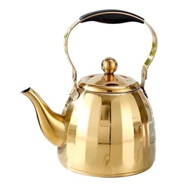 Imagem de Generic Bule de aço inoxidável com filtro, com alça de elevação, 2,0 L, chaleira de metal para água, para camping, restaurante, casa, hotel, Ouro