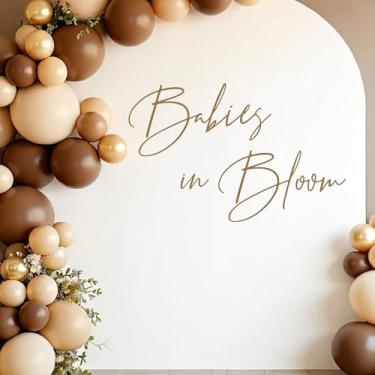 Imagem de Decorações gêmeas para chá de bebê - TrinhGuo Babies in Bloom, decalque para arco de balões, decoração de fundo de festa revelada de gênero duplo, decalque de parede marrom para decoração de festa de