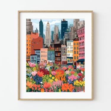 Imagem de Pink Picasso Kits Flower Market New York Paint by Number for Adults - Kits de pintura em tela DIY Color by Numbers Drawing Arts and Crafts como visto em Shark Tank 40 x 50 cm