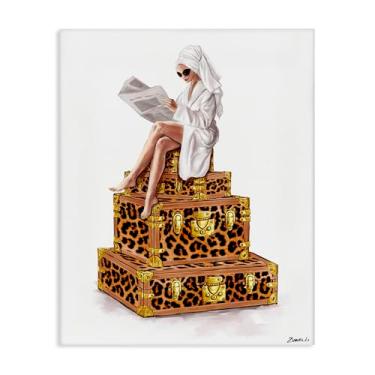 Imagem de Stupell Industries Reading Atop Suitcases Canvas Wall Art Design por Ziwei Li, 76 x 61 cm