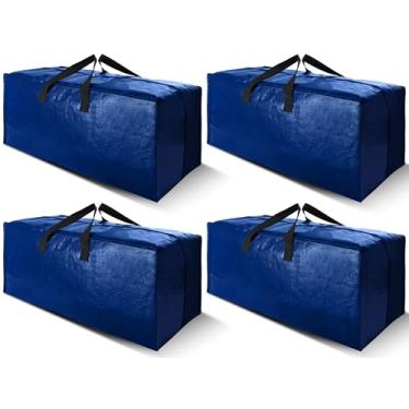 Imagem de Cosy Family Pacote com 4 bolsas de transporte extra grandes com alças de mochila – alças e zíperes fortes, bolsas de armazenamento para economia de espaço, dobráveis, alternativas à caixa de mudança