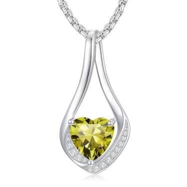 Imagem de Zoeniya Colares de pedra do mês de nascimento para mulheres, ouro amarelo/branco 18 k Forever Love, coração, infinito, joias de aniversário, presentes de aniversário para mulheres, esposa, namorada