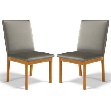 Imagem de Kit Com 2 Cadeiras Daniela Madeira Maciça Estofada Para Mesa De Jantar