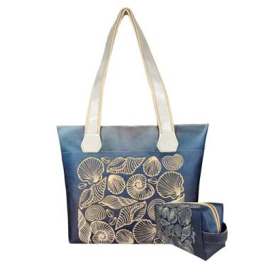 Imagem de Bolsa Feminina Praia Com Relevo 3D Necessaire Azul Magicc BN-239