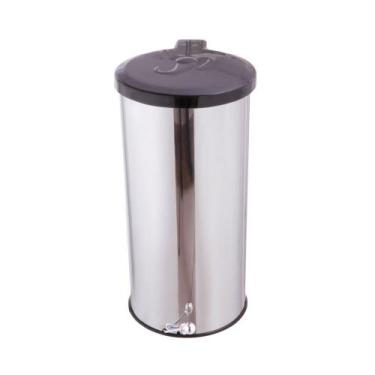 Imagem de Lixeira Redonda Inox Com Pedal Esfera - Tampa Plástica 35L - Aldinox