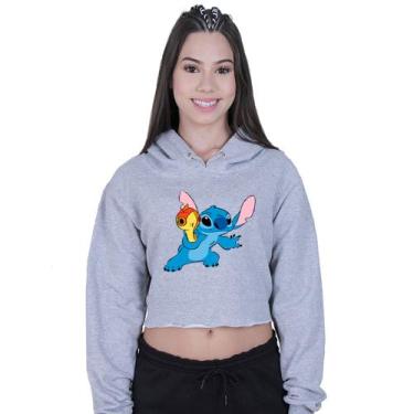 Imagem de Cropped Moletom Feminino Lilo Stitch Arma - Lafre, Cinza, G