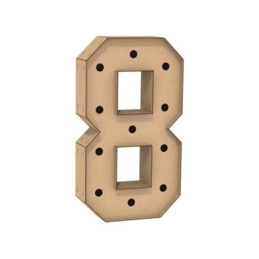 Imagem de Número 8 Letra Caixa Grande Mdf 80Cm Altura Furo Iluminação - Doce Art