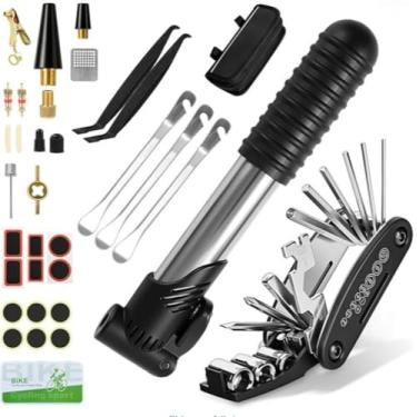 Imagem de Castrap Kit De Ferramentas De Reparo De Bicicleta Profissional, Conjunto De Manutenção De Bicicleta De Montanha Multifuncional Com Bomba De Liga De Alumínio (UMA)