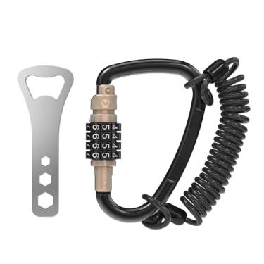 Imagem de UP Security Anel D de cadeado combinado com cabo retrátil, cadeado combo de 3 dígitos para capacete seguro, mochila, bagagem, anti-roubo, carrinho, scooter, armário de academia, cerca, viagem, uso ao