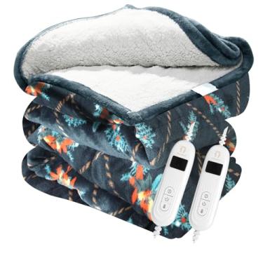 Imagem de Ramesses Cobertor Elétrico Estampado Queen, Cobertor Aquecido Com Controles Duplos, Cobertor Elétrico Sherpa De Flanela Estampado, Aquecimento Rápido Com Controle Manual, 10 Níveis De Aquecimento (V