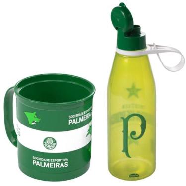 Imagem de Kit 2 em 1 Palmeiras Garrafa e Caneca Divertida Original - Plasútil, G