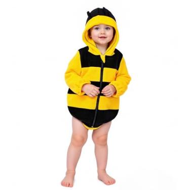 Imagem de DANBAIEGG Roupa de bebê recém-nascido infantil abelha fantasia de Halloween engraçado animal (preto, 18-24 meses)