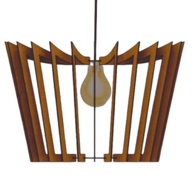 Imagem de Luminária Teto Tipo Pendente Coroa Mdf Completa - MDF Marrom - LENOBRE