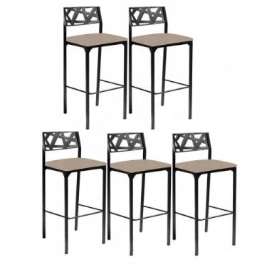 Imagem de Kit 5 Banquetas Luiza Suede Bege gat Magaine - GAT MAGAZINE