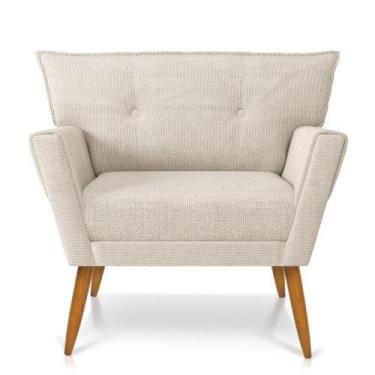 Imagem de Poltrona Anitta Linho Pés Palito Castanho Cor A27 Areia - DROSSI