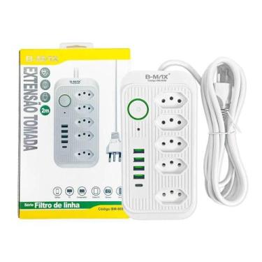 Imagem de Filtro De Linha Com 5 Usb 2.1a Extensão 5 Tomadas - B-MAX