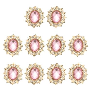 Imagem de PATIKIL 10 peças de botões de strass, strass costurados com base de metal pedras espelhadas para artesanato enfeites para roupas, sapatos, chapéus, bolsas, rosa claro