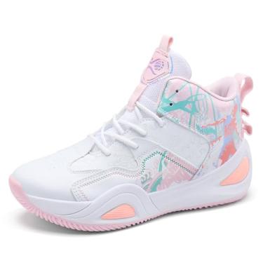 Imagem de Bolognifi Os sapatos de basquete homens para competições Equipamento de basquetebol(Rosa2,42 BR)