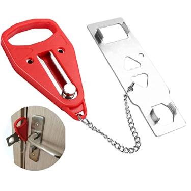 Imagem de Fechadura de porta portátil adiciona trava de segurança para viagem, fechadura portátil adiciona travas extras para segurança e privacidade adicionais Trava sólida resistente evita entrada não