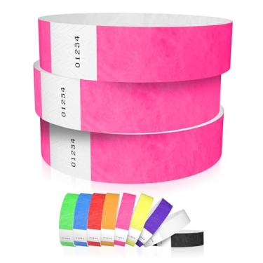 Imagem de Pulseiras Tyvek rosa neon 600 Wristco para eventos - Design à prova de adulteração e cor fluorescente que evita a reutilização pulseiras de grau premium para identificação hospitalar e médica, festa e