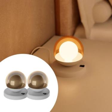 Imagem de Kit 2 Abajur Luminárias De Mesa Moderno dama Alumínio com Globo vidro 