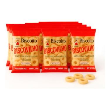 Imagem de 20 pct. Biscovilho Biscoito de Polvilho Salgado Assado, 80g, Natural